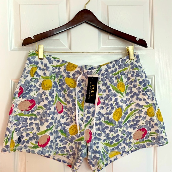 Ralph Lauren Pants - NWT Ralph Lauren Cotton Blend Shorts: Floral, Blue/Yellow/Pink Tulips Pockets L